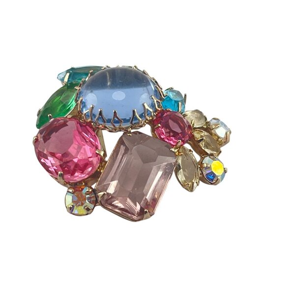 Julianna Fruit Salad Rhinestone Brooch With Gold Tone Setting - Picture 3 of 7